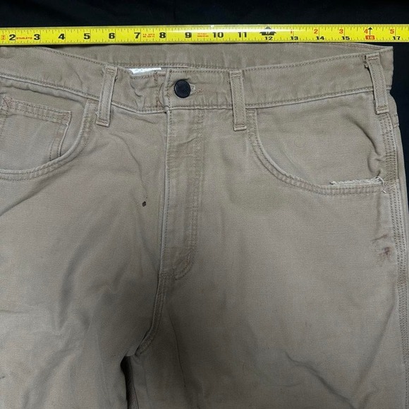 Carhartt tan carpenter pants with re-worked distressed hem - Picture 4 of 6